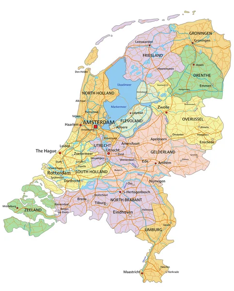 Netherlands -  political map — Stock Vector