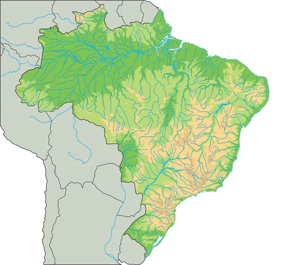 Brazília fizikai Térkép — Stock Vector