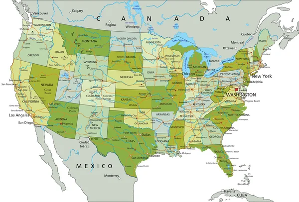 Stati Uniti d'America mappa — Vettoriale Stock