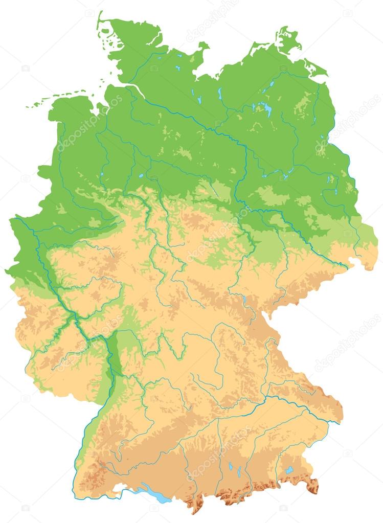 Germania mappa fisica . - Grafica Vettoriale © delpieroo 76114289