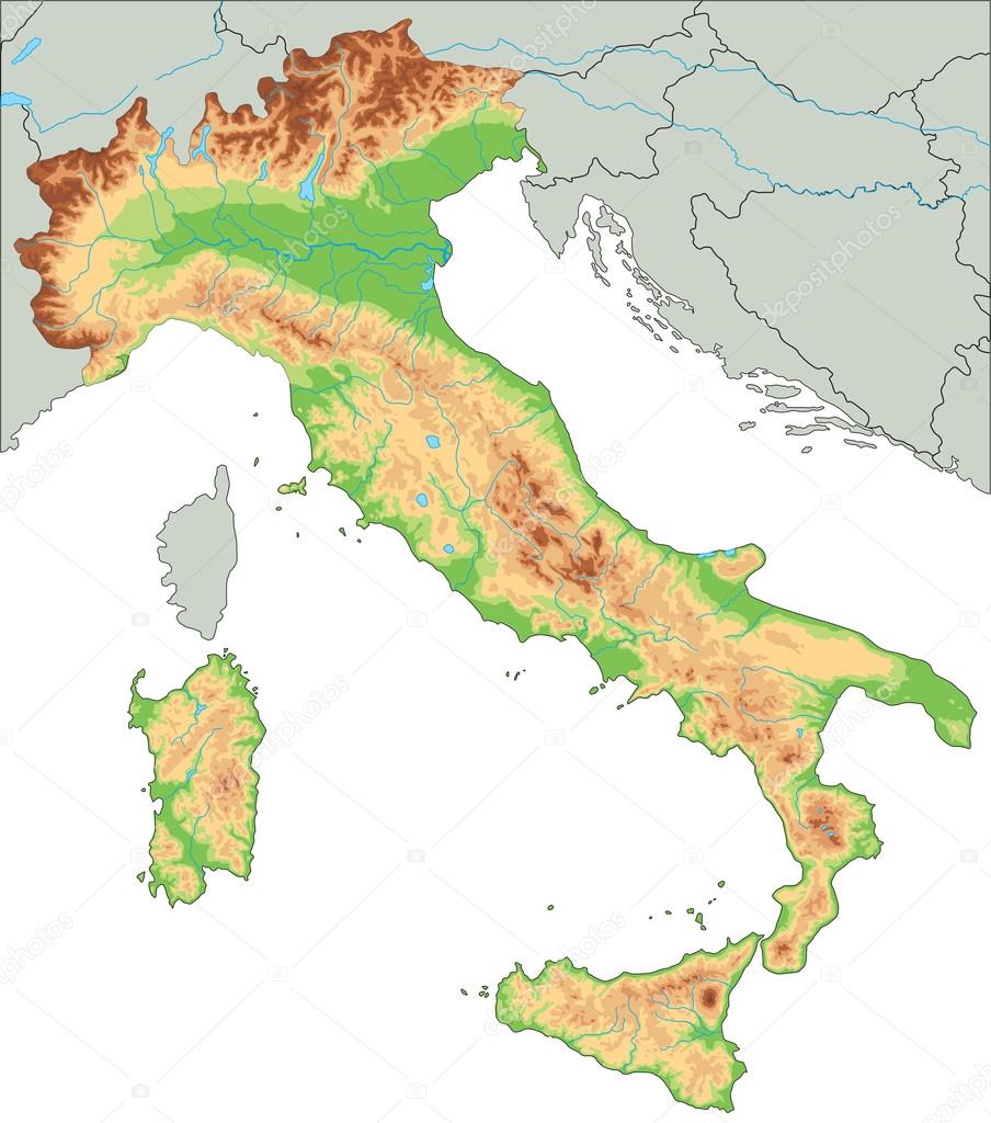 Italy physical map.
