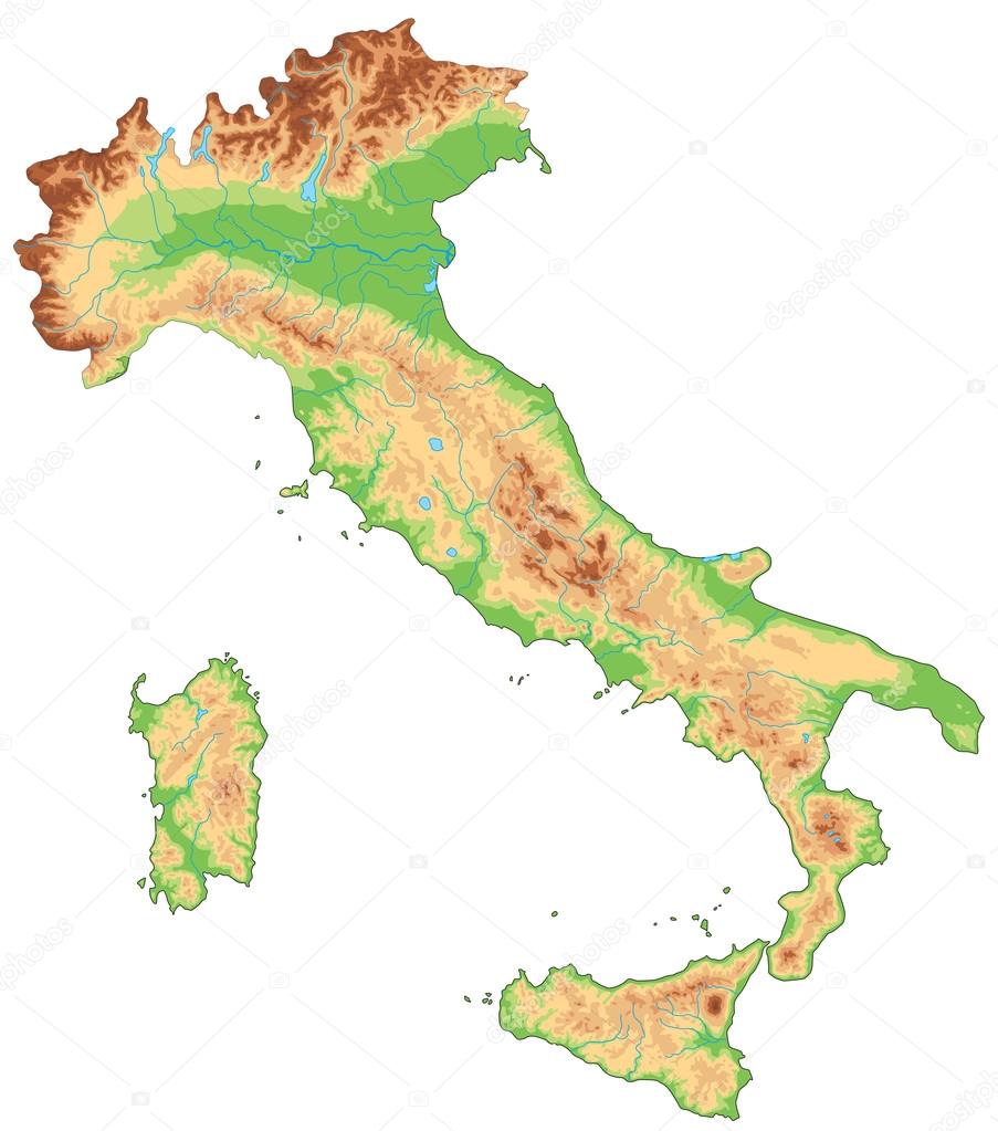 Italy physical map.