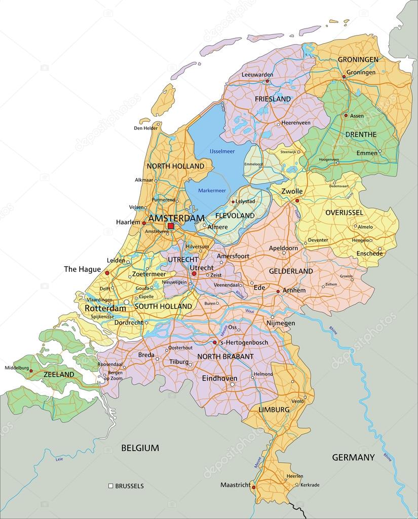 Netherlands -  political map