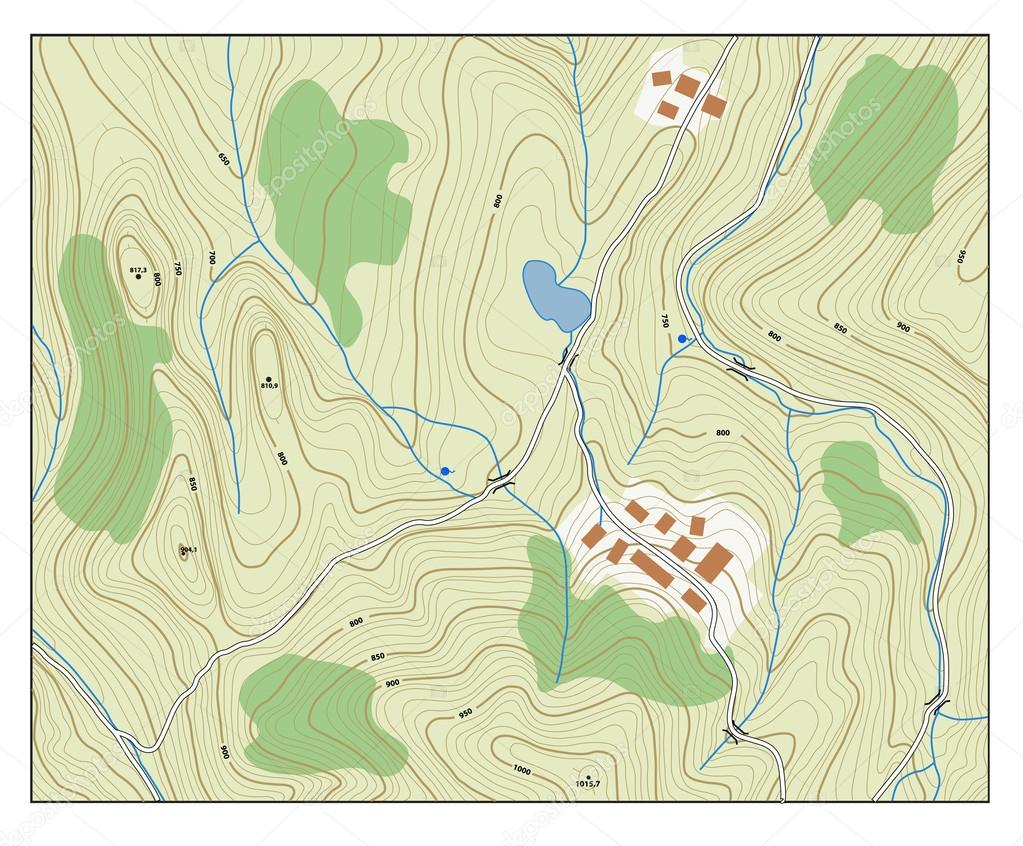 Topographic map with contour lines