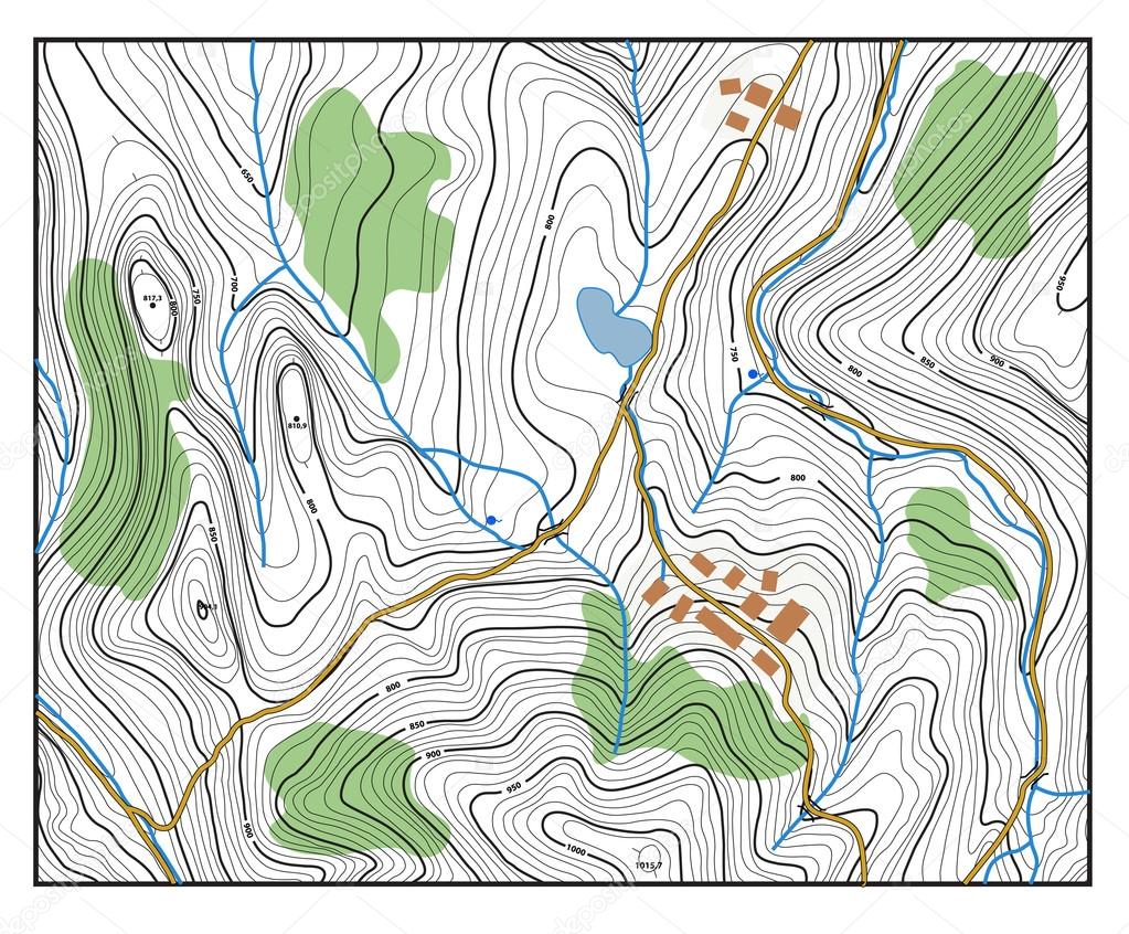 Topographic map with contour lines