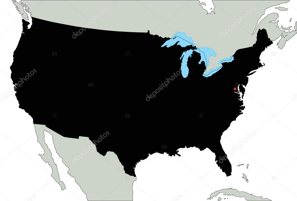 United States of America Silhouette map.