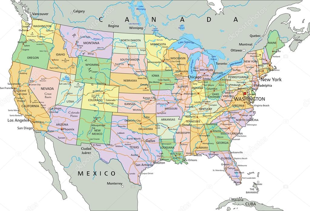 United States of America -  political map
