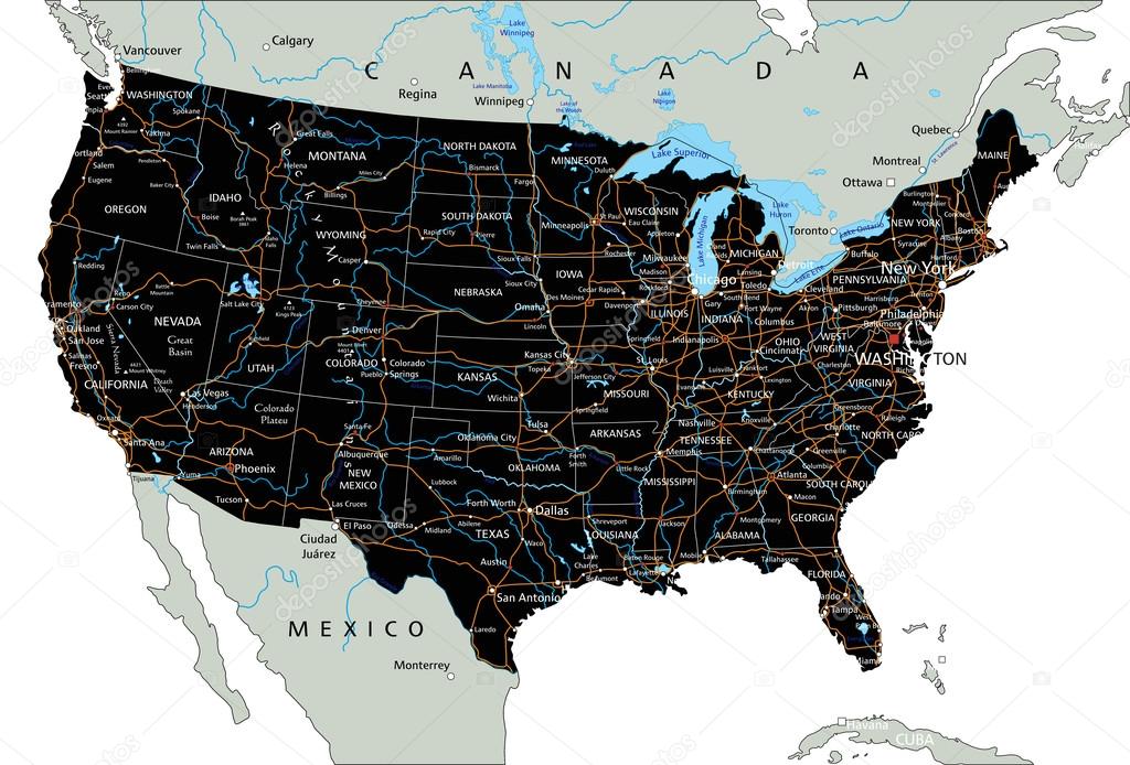 Mapa de carreteras de Estados Unidos de América 2024