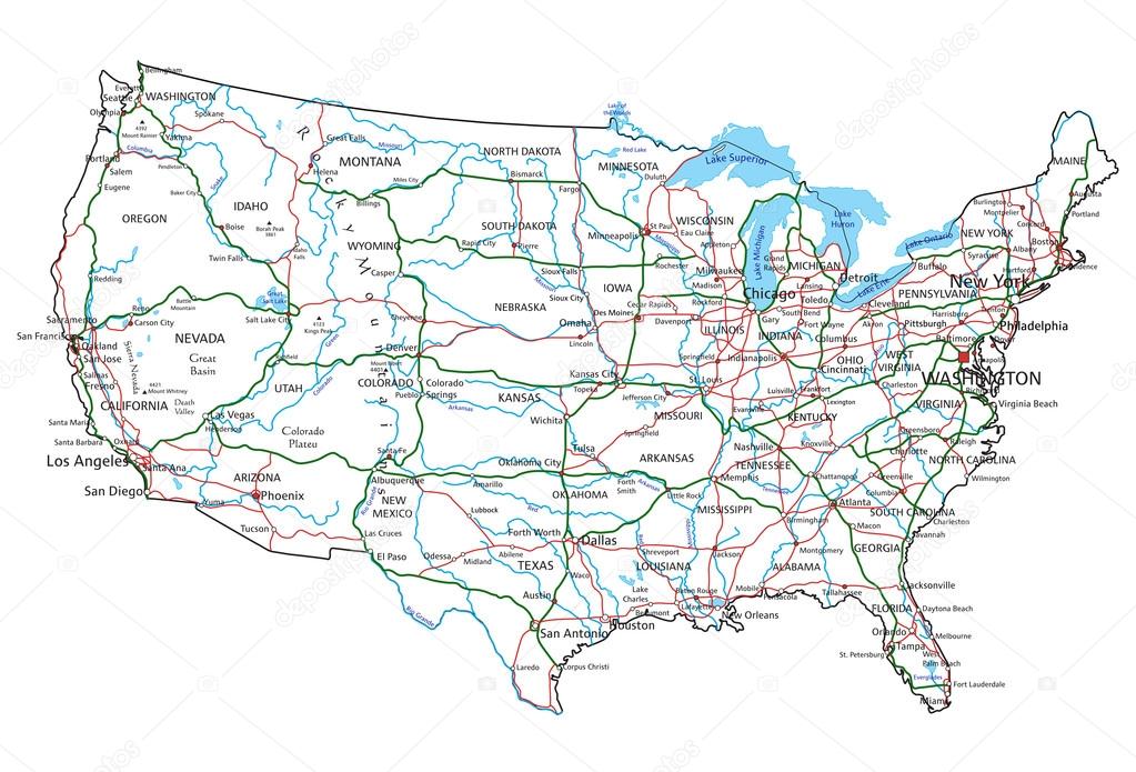 United States of America road  map