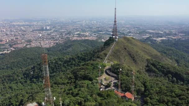 Antenna Culmine Della Scena Collina Pico Jaragua San Paolo Brasile — Video Stock