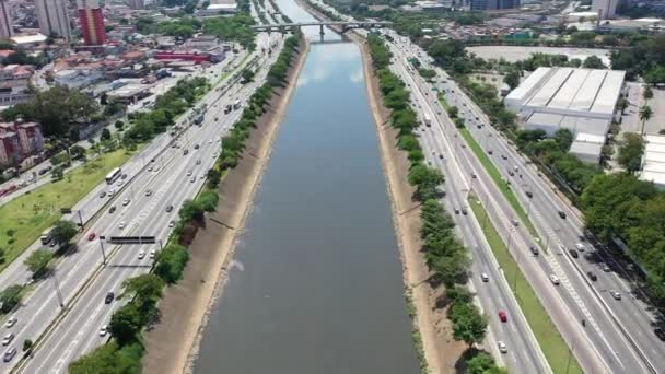 Miasto Sao Paulo Brazylia Widok Pociąg Scena Autostradzie Krajobraz Drogi — Wideo stockowe