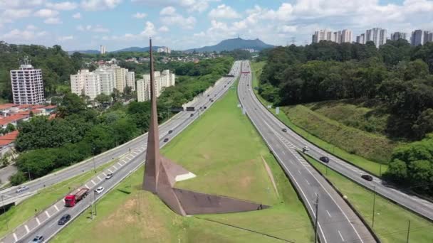 Cidade Urbana Cena Vida São Paulo Brasil Paisagem Rodoviária Cena — Vídeo de Stock