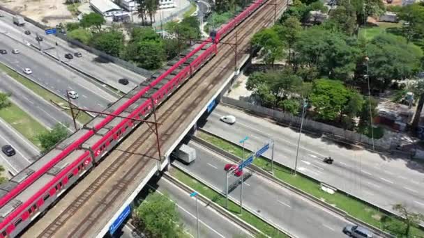 Cityscape Του Σάο Πάολο Βραζιλία Θέα Στις Σιδηροδρομικές Μεταφορές Σκηνή — Αρχείο Βίντεο