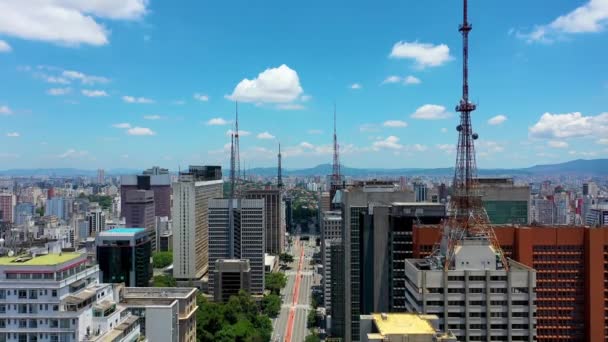 ブラジルのサンパウロ市の風景です 都市生活シーン サンパウロ ブラジルの街の風景です 都市生活シーン サンパウロ ブラジルの街の風景です 都市生活シーン ダウンタウンビュー — ストック動画