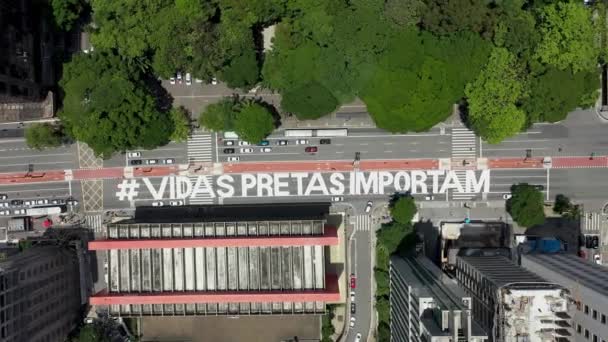 Schwarze Leben Spielen Eine Rolle Protest Der Paulista Avenue Rassismus — Stockvideo