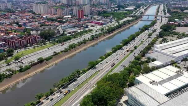 Bairro Urbano Cena Vida Cidade Cidade São Paulo Brasil Vista — Vídeo de Stock