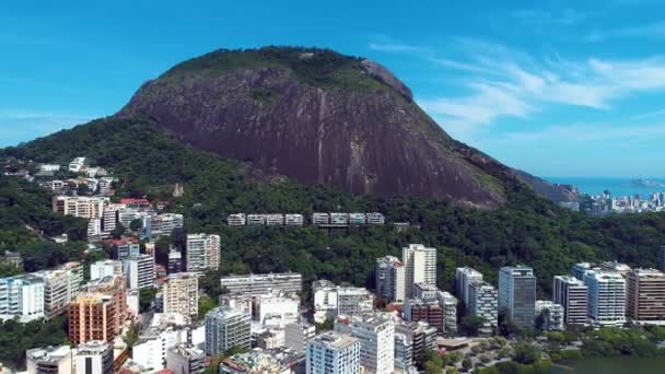 Laguna Rodrigo Freitas Escena Colina Ciudad Rio Janeiro Brasil Laguna — Vídeo de stock