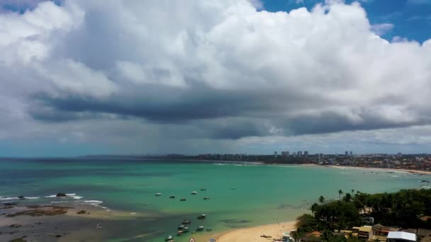Scena Życia Plaży Widok Wybrzeża Krajobraz Morski Widok Morze Miejsce — Wideo stockowe