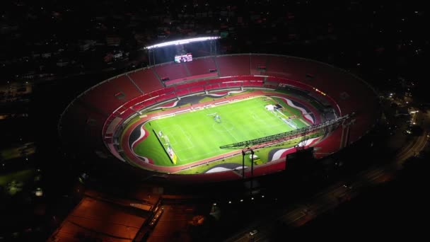 Vista Noturna Estádio Futebol Morumbi Cidade São Paulo Brasil Vista — Vídeo de Stock