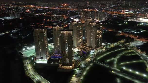 Cena Urbana São Paulo Brasil Vista Noturna Paisagem Urbana Iluminada — Vídeo de Stock