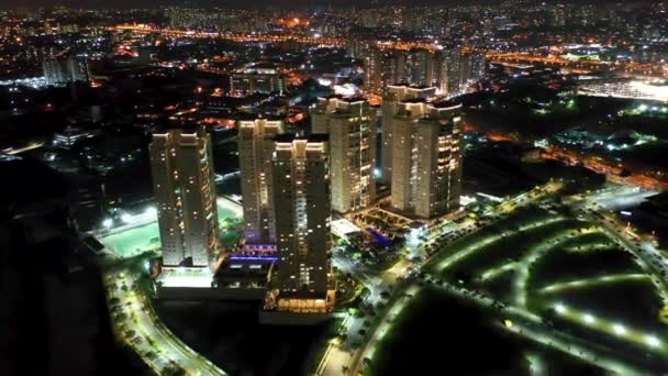 Městská Scéna Sao Paula Brazílie Noční Pohled Osvětlenou Krajinu Města — Stock video
