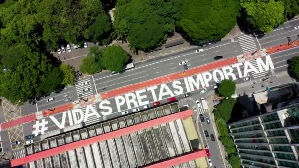 Чорні Живуть Щоб Протестувати Проспекті Пауліста Расизм Сан Паулу Бразилія — стокове відео