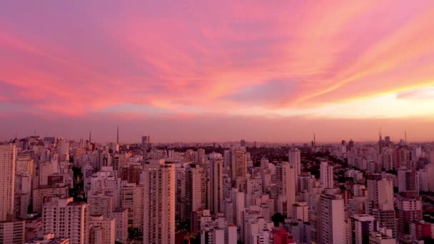 Pejzaż Miejski Zachodu Słońca Paulista Avenue Sao Paulo Brazylia Miejska — Wideo stockowe