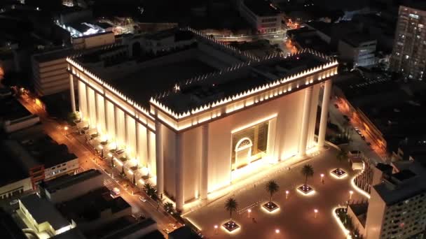 Templo Salomão Vista Noite Igreja Iluminada São Paulo Brasil Templo — Vídeo de Stock