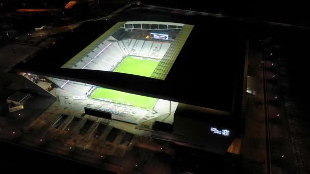 Στάδιο Corinthians Arena Νύχτα Στο Itaquera Σάο Πάολο Βραζιλία Φωτισμένο — Αρχείο Βίντεο