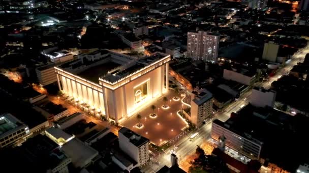 Templo Salomao Vista Noche Iglesia Iluminada Sao Paulo Brasil Templo — Vídeos de Stock