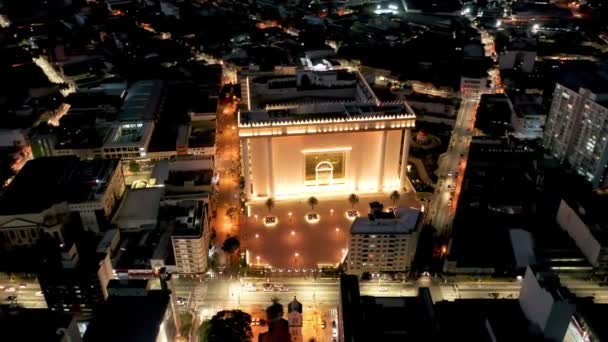 Templo Salomao Vista Noche Iglesia Iluminada Sao Paulo Brasil Templo — Vídeos de Stock