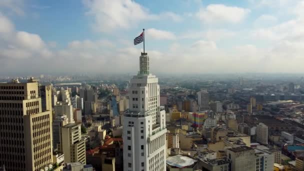 Vista Del Paisaje Urbano Farol Santander Rascacielos Sao Paulo Brasil — Vídeos de Stock