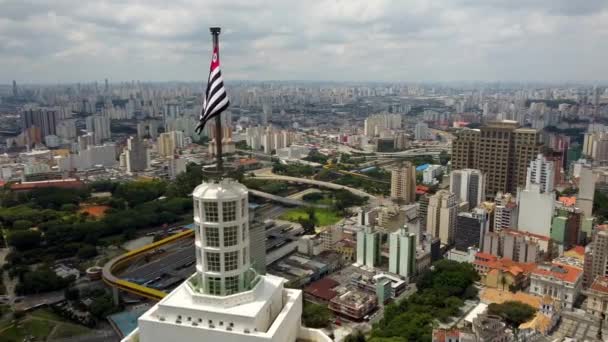 Θέα Στο Cityscape Του Farol Santander Ουρανοξύστη Στην Πόλη Του — Αρχείο Βίντεο