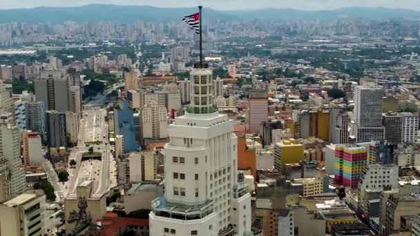 Farol Santander Şehir Manzarası Sao Paulo Şehrindeki Gökdelen Farol Santander — Stok video
