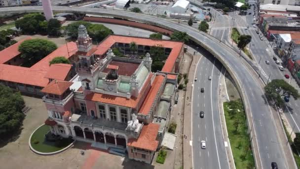 Stadsgezicht Van Middeleeuws Kasteel Sao Paulo Stad Brazilië Stadsgezicht Van — Stockvideo