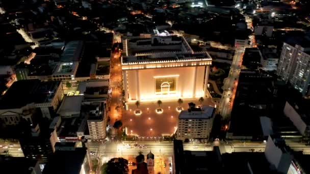Templo Salomao Vista Por Noche Iglesia Iluminada Sao Paulo Brasil — Vídeos de Stock