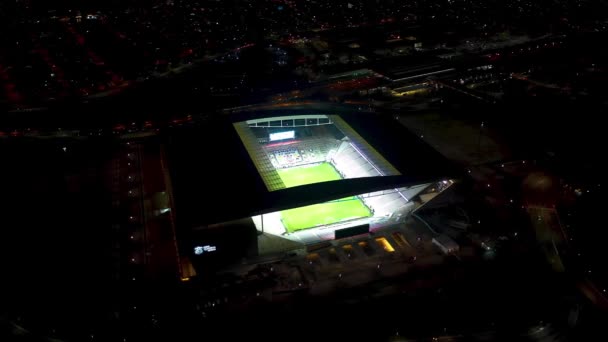 Corinthians Arena Stadium Άποψη Νύχτα Itaquera Σάο Πάολο Βραζιλία Φωτισμένη — Αρχείο Βίντεο