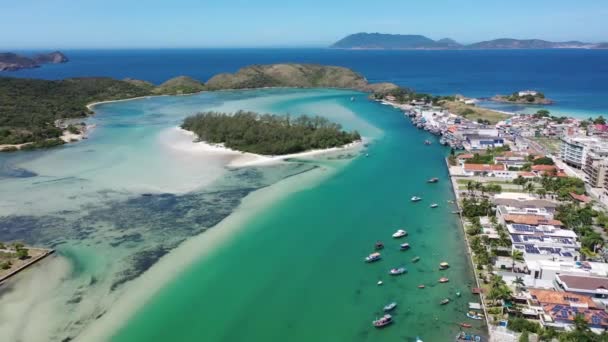Havsutsikt Över Kuststranden Regiao Dos Lagos Rio Janeiro Brasilien Havsutsikt — Stockvideo