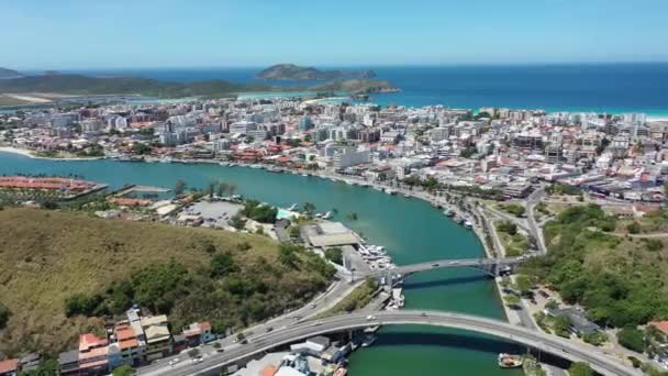 Cabo Frio Şehrinin Göl Bölgesi Manzarası Rio Janeiro Brezilya Cabo — Stok video