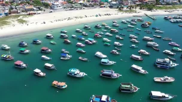 Widok Plażę Łodzi Arraial Cabo Krajobraz Morski Rio Janeiro Brazylia — Wideo stockowe