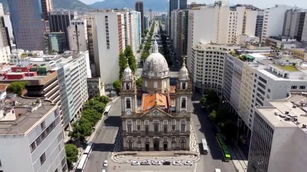 Igreja Nossa Senhora Candelaria Rio Janeiro City Brasile Vista Medievale — Video Stock
