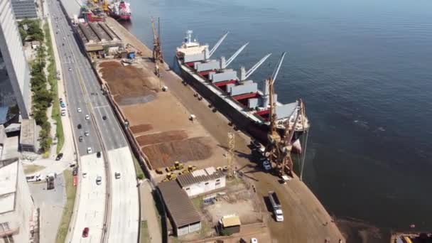 Scène Portuaire Navire Fret Dans Océan Port Rio Janeiro Brésil — Video