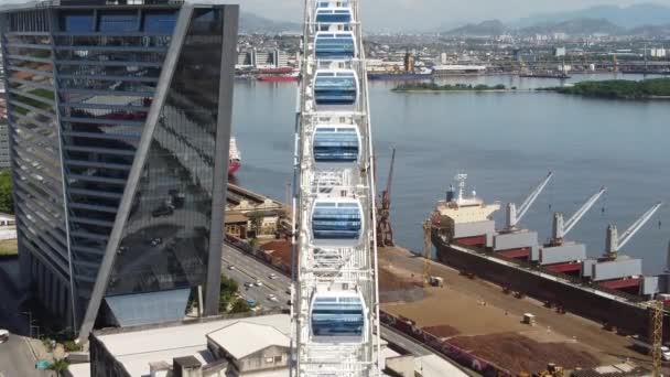 Major Ferris Wheel Latin America View Downtown Rio Janeiro City — Vídeo de Stock