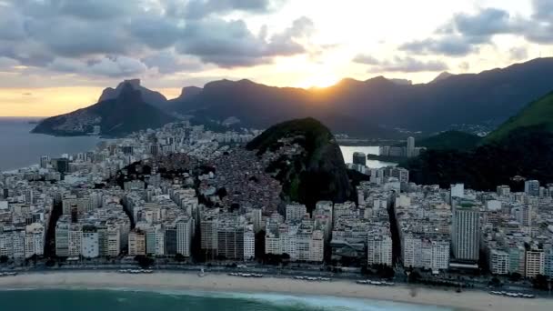 Zonsondergang Copacabana Kuststad Rio Janeiro Brazilië Gezicht Het Suikerbrood Zonsondergang — Stockvideo