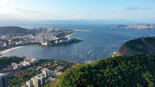 Stadtbild Von Guanabara Bay Hill Szene Der Gemeinschaft Rio Janeiro — Stockvideo