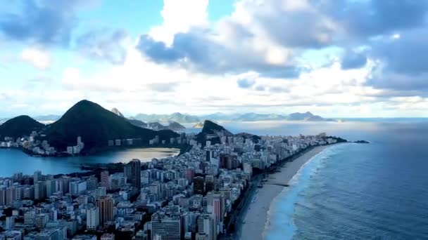 Vista Costeira Cidade Paisagem Marinha Praia Ipanema Rio Janeiro Brasil — Vídeo de Stock
