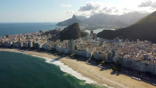Widok Plażę Copacabana Rio Janeiro Brazylia Widok Morze Widok Plażę — Wideo stockowe