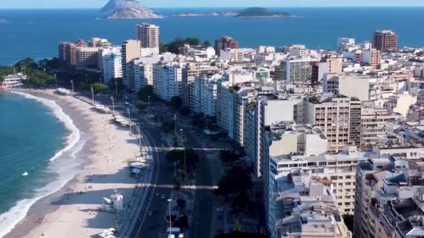 Blick Auf Den Strand Der Copacabana Rio Janeiro Brasilien Meerblick — Stockvideo