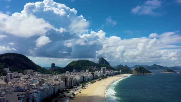 Vista Playa Copacabana Ciudad Costera Río Janeiro Brasil Vista Mar — Vídeos de Stock