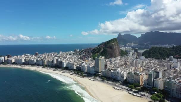 Vista Playa Copacabana Ciudad Costera Río Janeiro Brasil Vista Mar — Vídeos de Stock